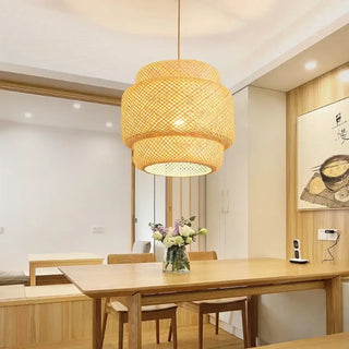 Handcrafted rattan bamboo pendant lamp, eco-friendly hanging ceiling light