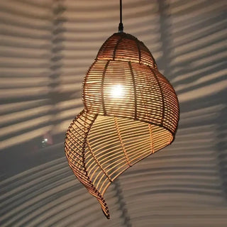 WHELK Bamboo and Rattan Whelk Shape Ceiling Light – view 3
