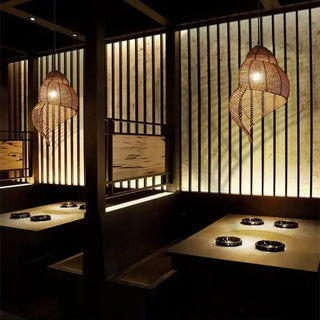 WHELK Bamboo and Rattan Whelk Shape Ceiling Light – view 2