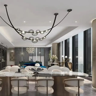 LEATHER Pendant Ceiling Light with Leather Straps and Decorative Balls – view 1