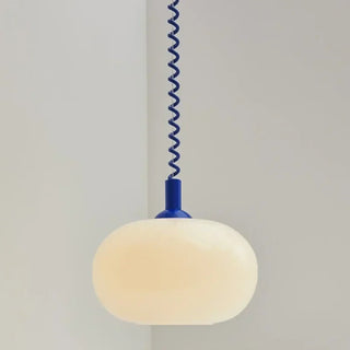 Contemporary white pendant light, spiral cable adjustable minimalist ceiling fixture