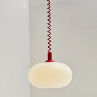 Minimalist spiral cable pendant lamp, white adjustable modern ceiling hanging light