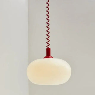 Modern spiral cable pendant lamp, white adjustable minimalist ceiling hanging light