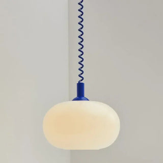 White spiral cable pendant light, adjustable minimalist modern ceiling lamp