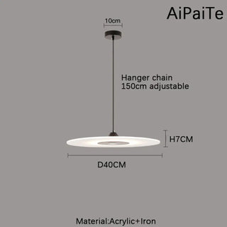 Modern white disc pendant ceiling fixture, minimalist soft ambient hanging lamp