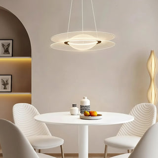Minimalist white disc pendant light, modern soft ambient hanging ceiling lamp