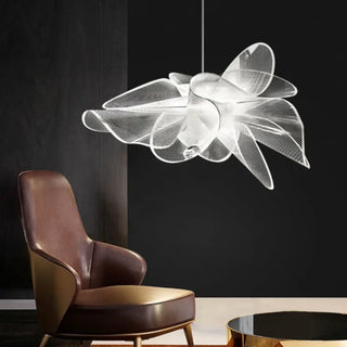 Designer Nordic hanging lamp in white, soft diffused lighting for modern dining room