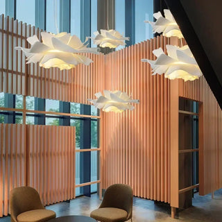 Designer white flower pendant lamp, modern floral living room ceiling hanging light
