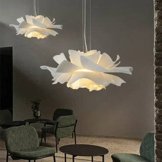 Modern floral pendant lamp, white flower living room ceiling hanging light
