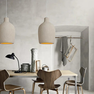 Minimalist white terracotta pendant light, eco-friendly ceiling fixture