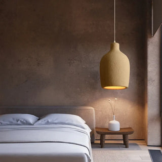 White terracotta pendant, minimalist eco-friendly ceiling fixture for modern home