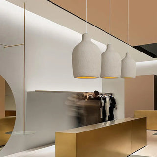 Eco-friendly terracotta pendant lamp, white minimalist sustainable design