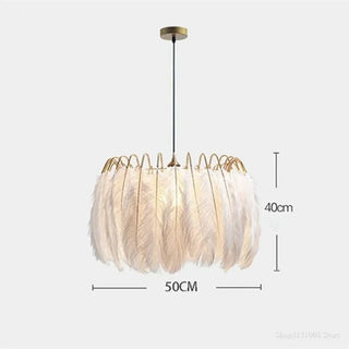 White feather Art Deco pendant lamp, elegant soft suspension lighting