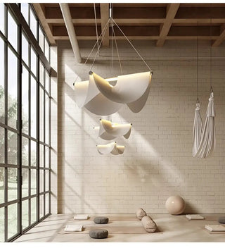 FLUSHIA White Fabric Pendant Dining Room Ceiling Light – view 1