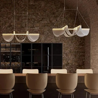 FLUSHIA White Fabric Pendant Dining Room Ceiling Light – view 2