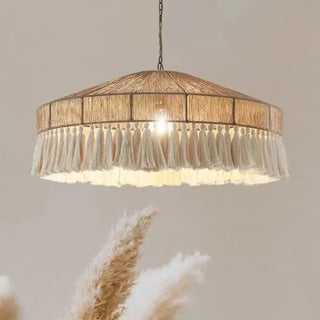 Bohemian eco-friendly fiber pendant ceiling lamp, handcrafted hanging light