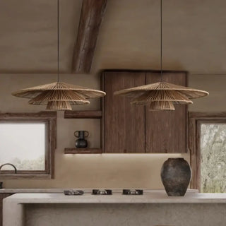 GIRAI Bohemian Rattan Fan Ceiling Light – view 3