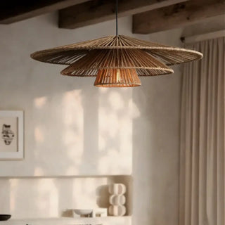 GIRAI Bohemian Rattan Fan Ceiling Light – view 5