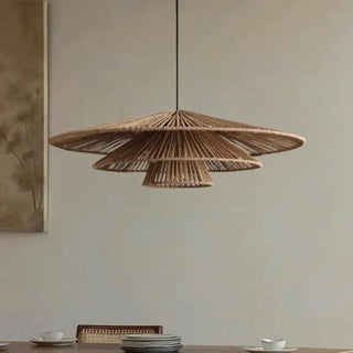 GIRAI Bohemian Rattan Fan Ceiling Light – view 1