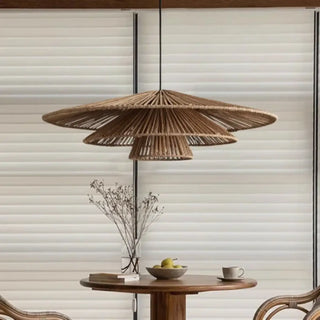 GIRAI Bohemian Rattan Fan Ceiling Light – view 2