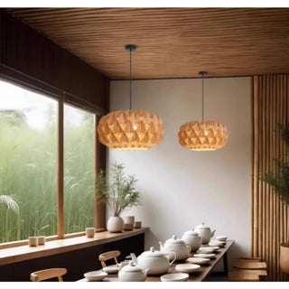 INALIA Artisanal Modern Wood Ceiling Light – view 1
