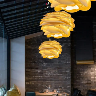 Soft ambient wooden pendant light, rose design warm interior ceiling fixture