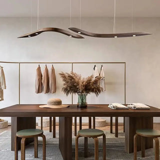 Natural solid wood pendant lamp, modern designer hanging ceiling light for living room