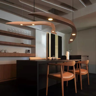 Solid wood pendant light with natural wood design, modern hanging ceiling lamp