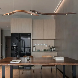 Solid wood pendant ceiling fixture, natural modern hanging lamp for dining room