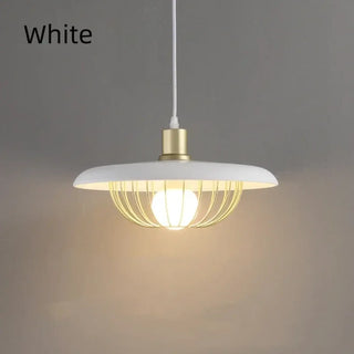 Wood and gold metal pendant lamp, round shade modern ceiling hanging light