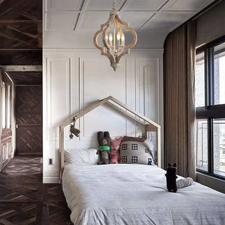 DOLUVE Wood and Metal Lantern-Style Ceiling Light – view 4