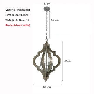 DOLUVE Wood and Metal Lantern-Style Ceiling Light – view 8