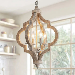 DOLUVE Wood and Metal Lantern-Style Ceiling Light – view 1