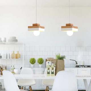 Minimalist Scandinavian wood pendant lamp, warm hanging ceiling light