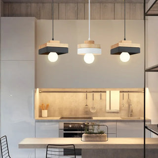 Scandinavian wood pendant ceiling fixture, minimalist warm hanging lamp