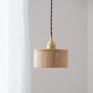 Designer walnut copper pendant lamp, minimalist wood modern interior ceiling light