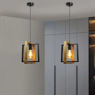 BIQUE Vintage Style Wood Natural Kitchen Ceiling Light – view 3