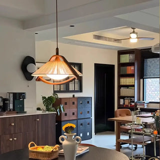 LILANE Vintage Wood and Fabric Ceiling Light – view 4