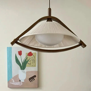 LILANE Vintage Wood and Fabric Ceiling Light – view 2