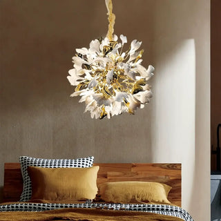 CUNI Ball Suspension with White Acrylic Petals Ceiling Light – view 1