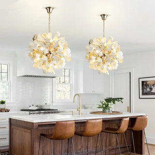 CUNI Ball Suspension with White Acrylic Petals Ceiling Light – view 4