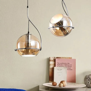 MINA Brown Glass Ball Silver LED Spot Ceiling Light – view 1