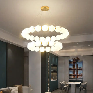 LATO White Ball Two-Ring Ceiling Light – view 1