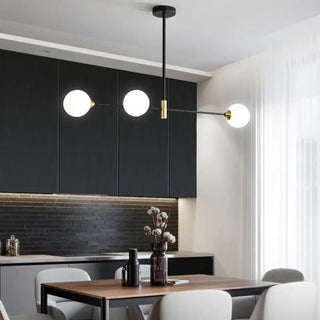 Glass globe pendant light, modern black frame ceiling hanging fixture