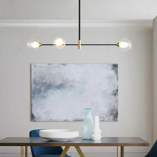 Designer glass globe pendant lamp, modern black frame ceiling hanging light