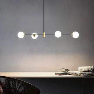 Modern glass globe pendant lamp, black frame ceiling hanging light