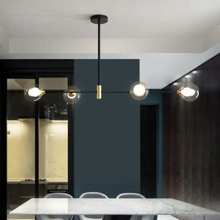 Black frame glass globe pendant light, modern ceiling hanging fixture