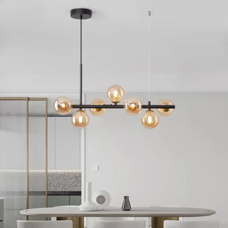 Black base tinted glass pendant lamp, warm ambient modern ceiling light