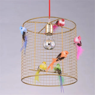 CASEAUX Gilded Cage with Decorative Birds Ceiling Light – view 1
