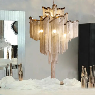 CHAINA Cascade Metallic Chain Ceiling Light – view 1